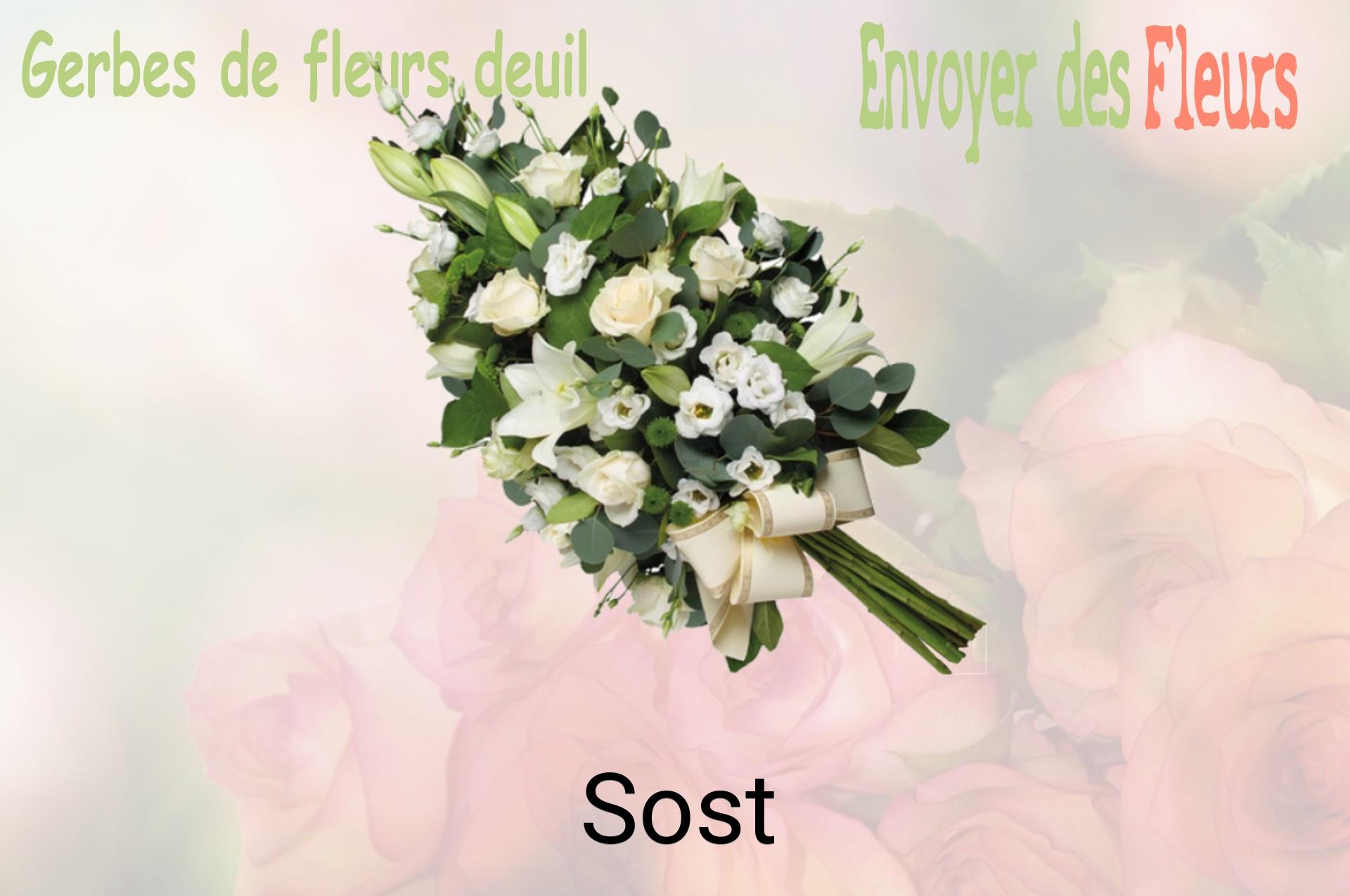 Gerbe de fleurs de deuil livrée à Sost